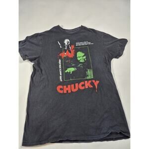 2004 Chucky Child’s Play T-Shirt Size Med Horror Graphic Black Short Sleeve
